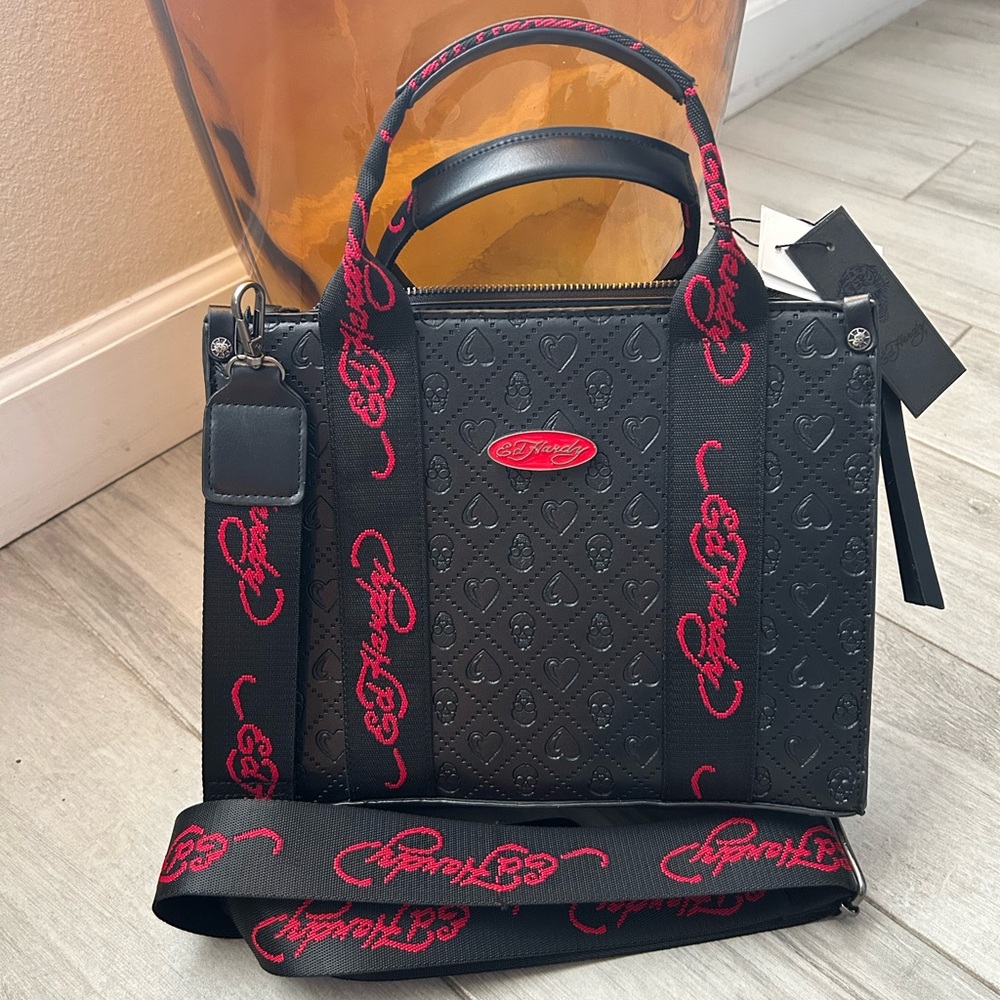 Ed Hardy Black and Red Women's tote  Bag